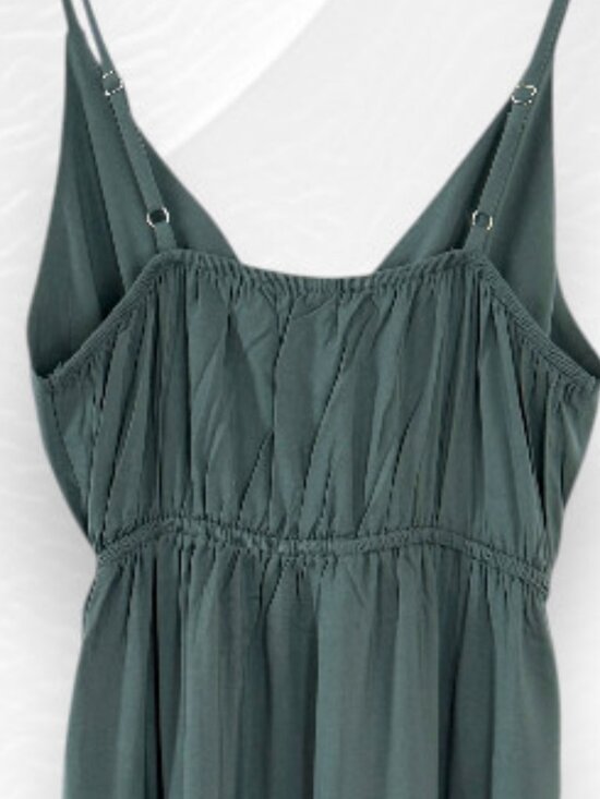 Zenana Free Flowing Ash Jade Sweetheart Tiered Ruffle Spaghetti Strap Sundress. - Picture 5 of 9